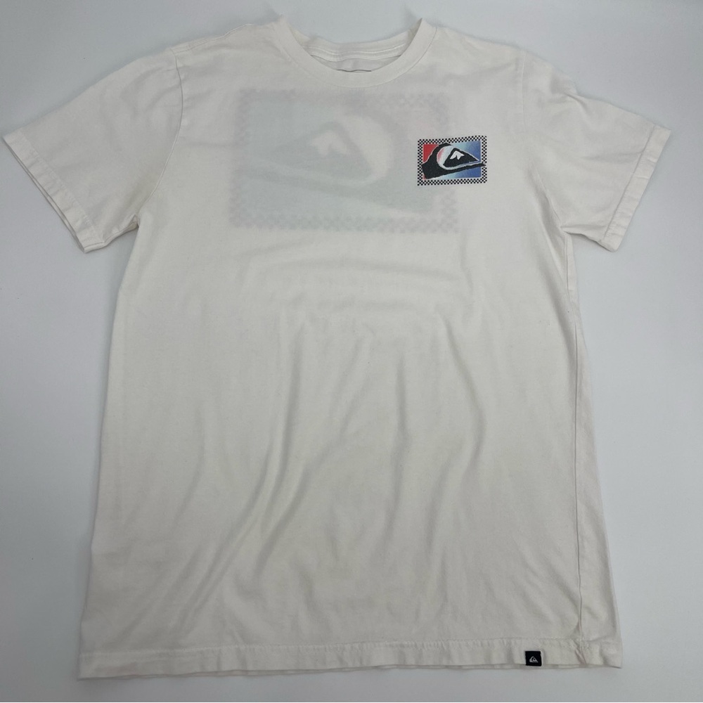 Quiksilver Boy's XL White Short Sleeve Tee Classic Surf Skate Streetwear Casual